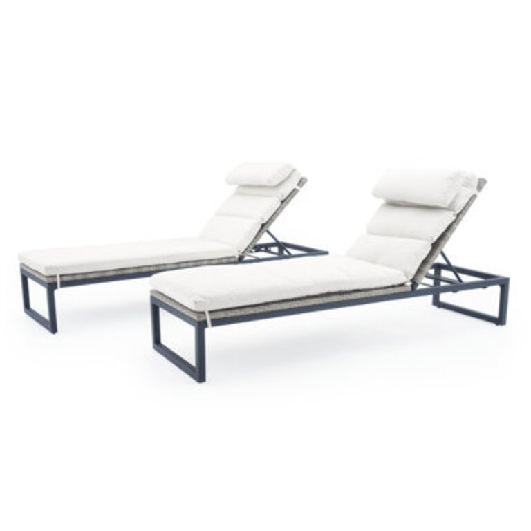 Sameko Outdoor Rust-Resistant Metal Chaise Lounge Set  Sunbrella Cushion Included