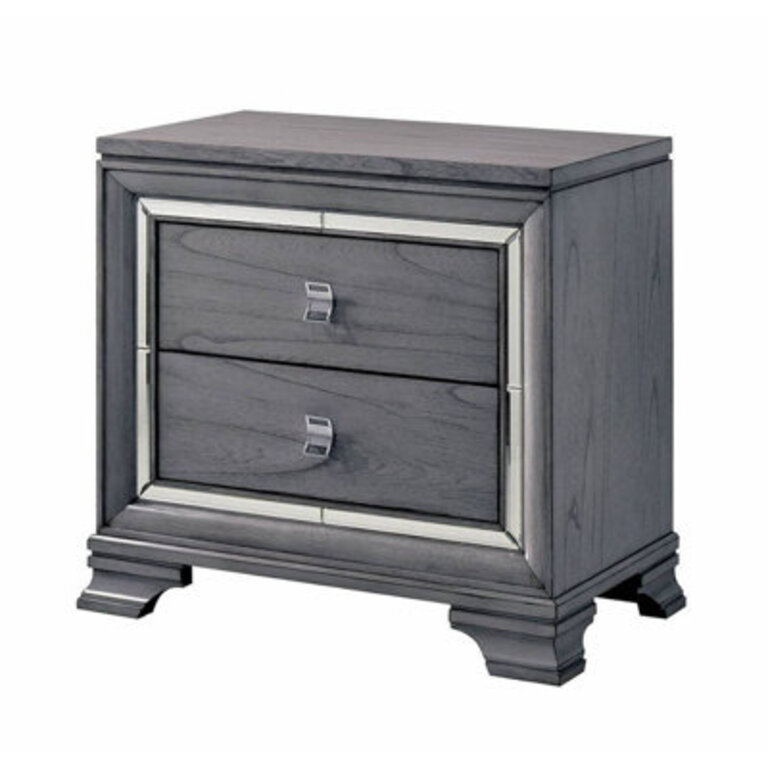 Holder 2 - Drawer Solid Wood Nightstand in Light Gray