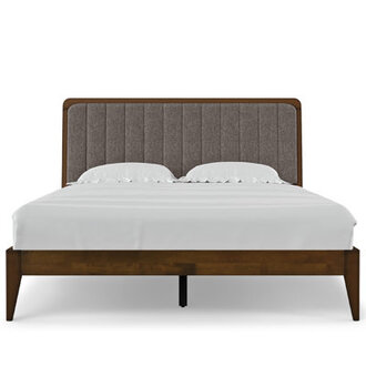 Bethelmie Solid Wood Upholstered Headboard Bed Frame