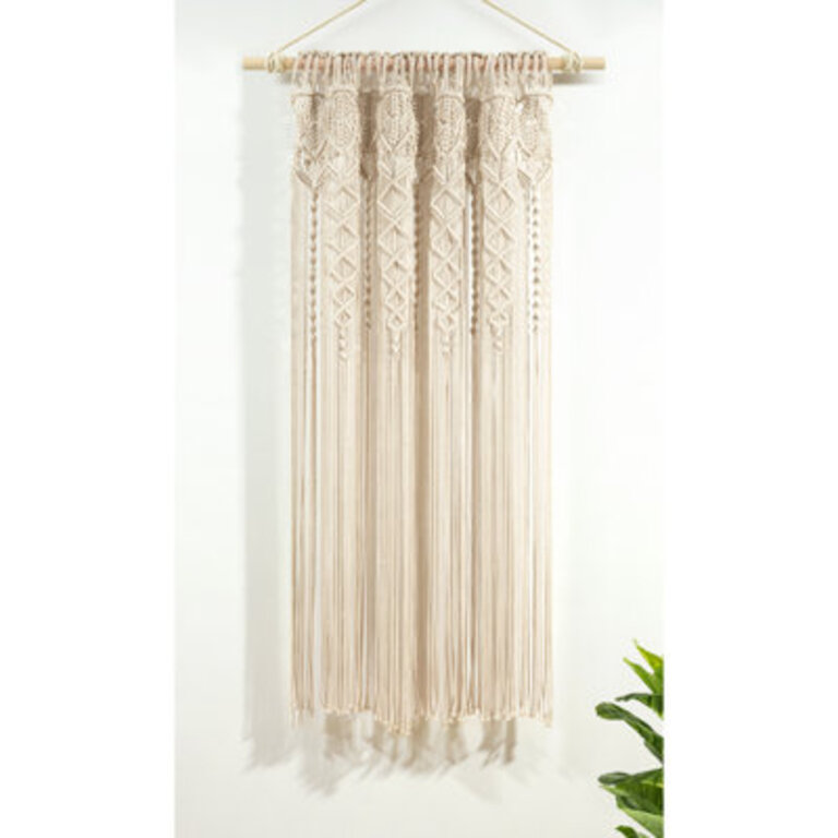 Boho Macrame Textured Cotton Cotton Sheer Curtain Single Panel