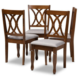 Lugent Forestview Modern And Contemporary Grey Fabric Upholstered And Walnut Brown Finished Wood 4-Piece Dining Chair Set Set