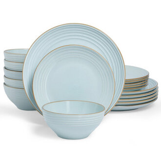 18 Piece Stoneware Dinnerware Set Dish Set for 6