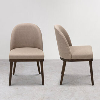 Wide Cushioned Solid Wood Dining Chairs