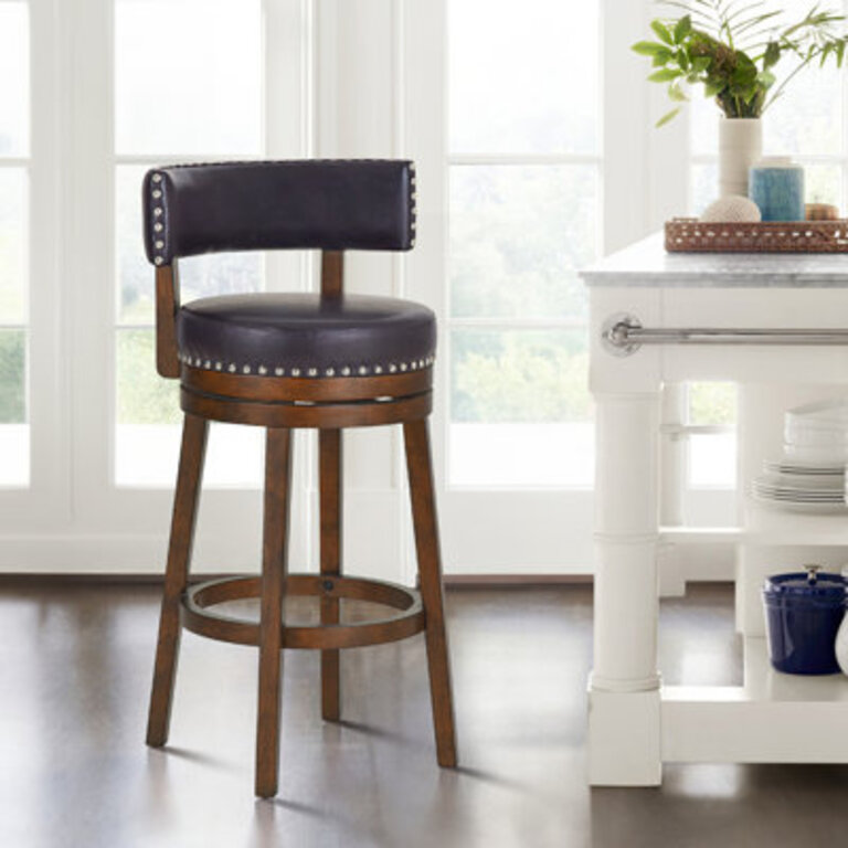 Swivel Upholstered  Counter Bar Stool with Solid Wood Frame
