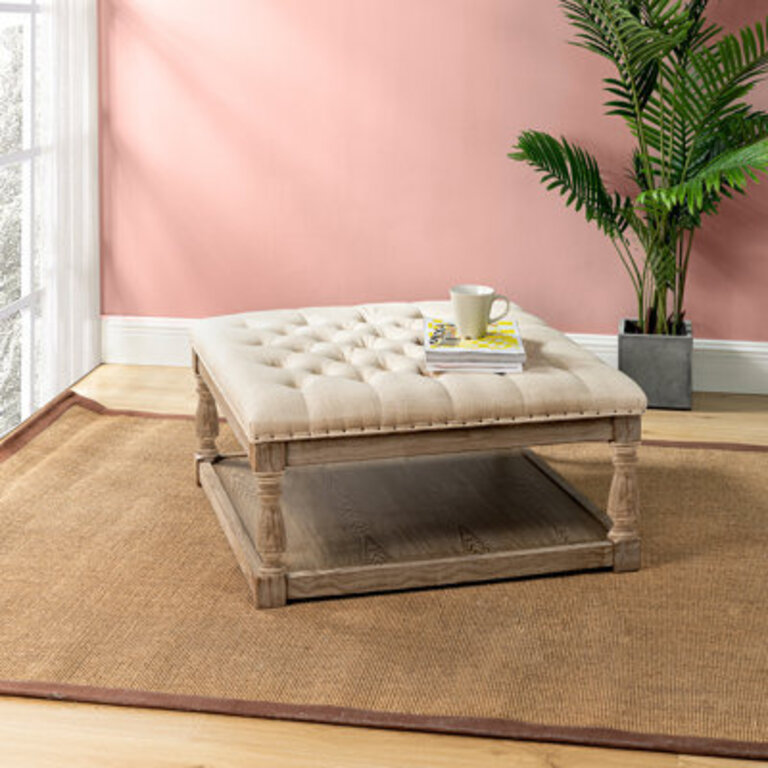 Lindsay 335 Wide Tufted Square Cocktail Ottoman with Storage