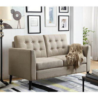 Brayle 50 Linen Square Arm Loveseat