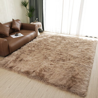 Malaiah Shag Faux Sheepskin Fur Area Rug in Beige