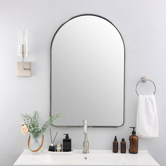 Malisa Bold Metal Framed Arched Wall Mirrors for Bathroom Living RoomEntry