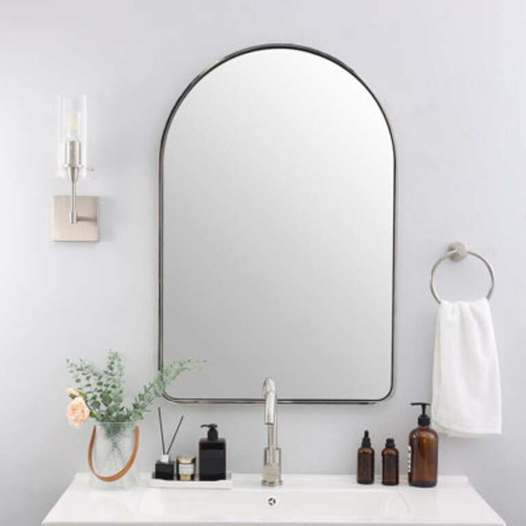 Malisa Bold Metal Framed Arched Wall Mirrors for Bathroom Living RoomEntry