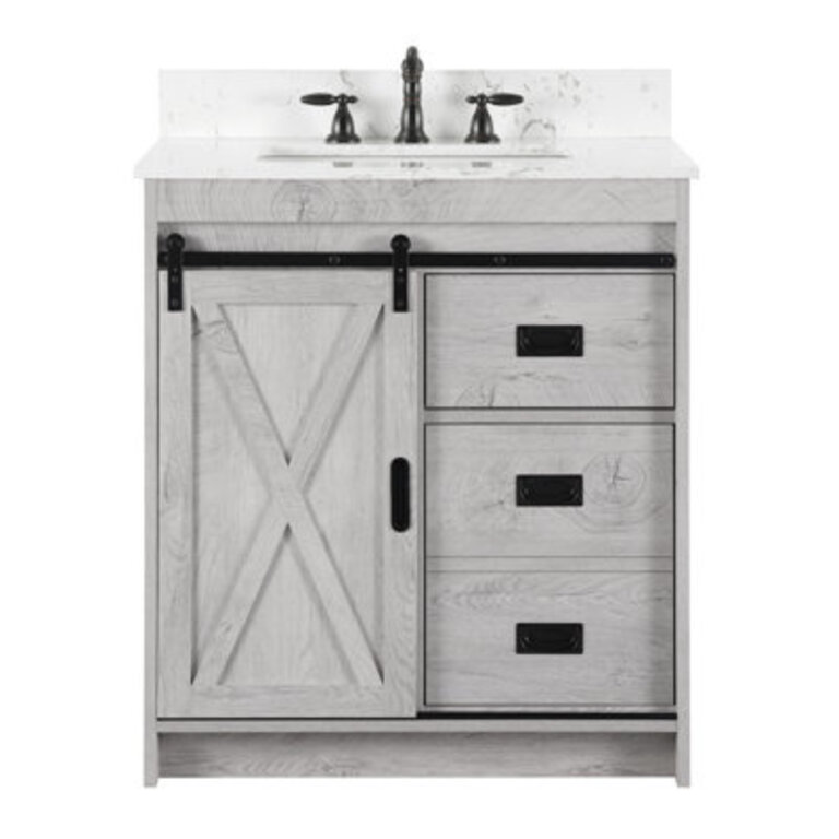 Jillian 30 Single Bathroom Vanity with Engineered Stone Top