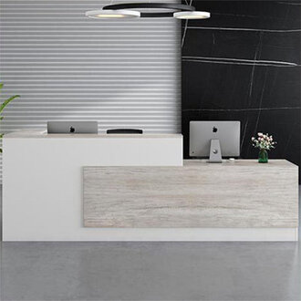 2 Person L-Shape Laminate Reception Desk with Filing Cabinet