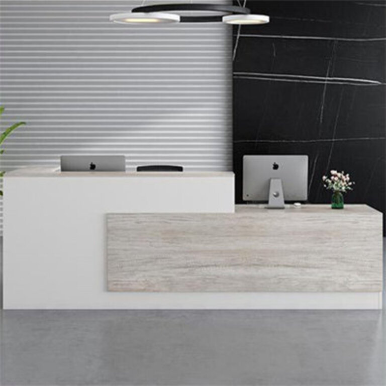 2 Person L-Shape Laminate Reception Desk with Filing Cabinet