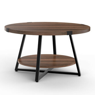 Jahaira Round Coffee Table with 2-Tier Storage Shelves