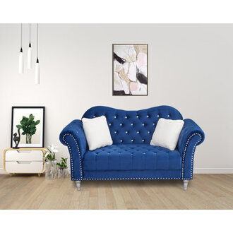 Josielyn Velvet Rolled Arm Chesterfield Sofa