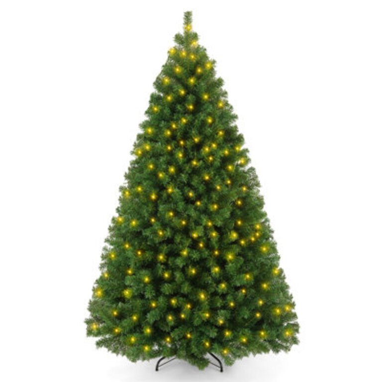 Lighted Christmas Tree with Lights for Home Office Party Decoration Easy Assembly Metal Stand
