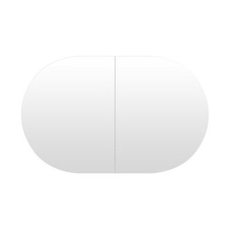 38w X 24 H Wall Mounted Bathroom Medicine Cabinet With Horizontal Oval Mirror  2 Doors Storage White