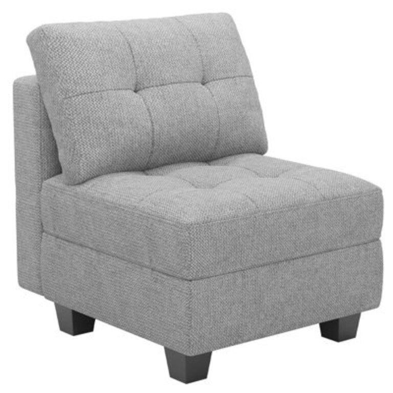 Soneson Linen  Velvet Armless Single Storage Chair Single Seat Module of Sectional Sofa
