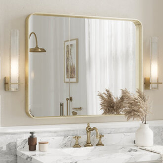 Aevar Tempered Glass and Aluminum Alloy Framed French Cleat Mounted Wall Mirror