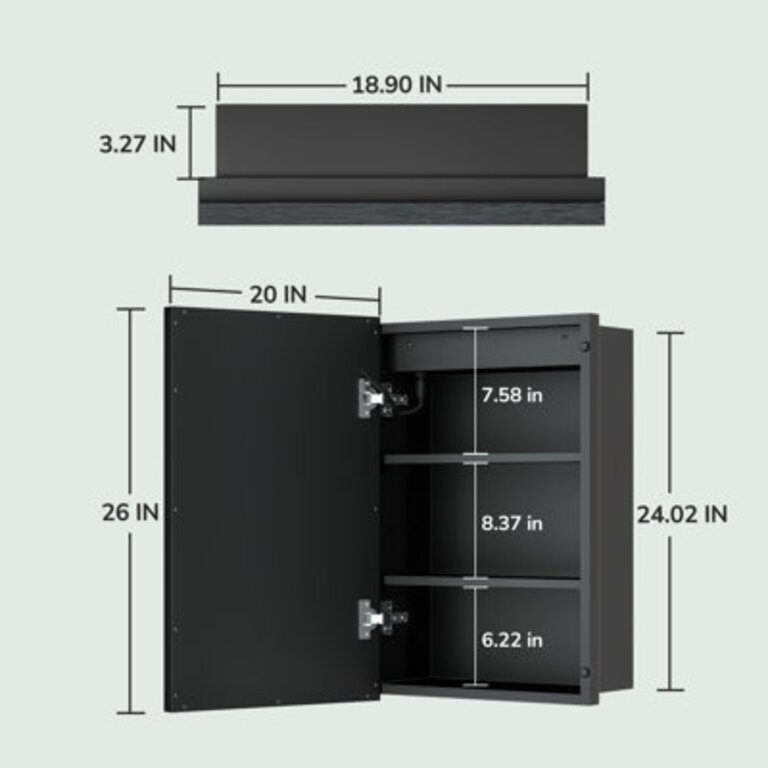 Kassady Recessed  Surface Led Lighted Bathroom Medicine Cabinet Framed 3-Color 2 Outlets Defog Medicine Cabinet with Mirror
