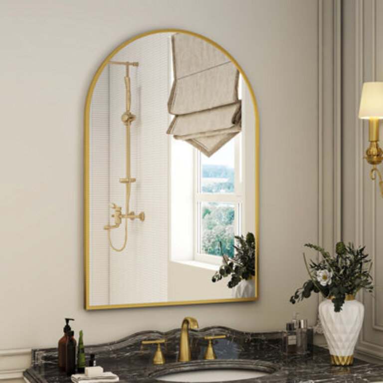 Lilaram Aluminium Alloy Frame Wall Mounted Arch Bathroom  Vanity Mirror