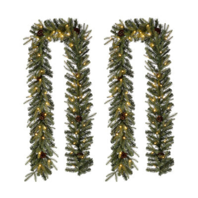Soperton 9ft Greenery Christmas Garland With Lights