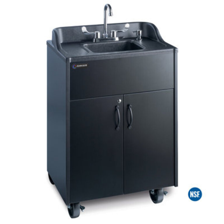 Ozark River Portable Sinks Premier Black Laminate Cabinet-ABS Countertop  Basin Mobile Hot Water Hand Washing Station with Water Tanks NSF-Certified Portable Handwashing Sink with Wheels