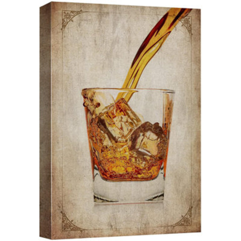 Retro Vintage Bourbon Whisky Shot Glass Wine And Champagne Bar Pictures Large Canvas Print Wall Art