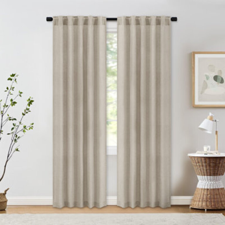 Set of 2 Toyoko Linen Blended Back Tab Curtains