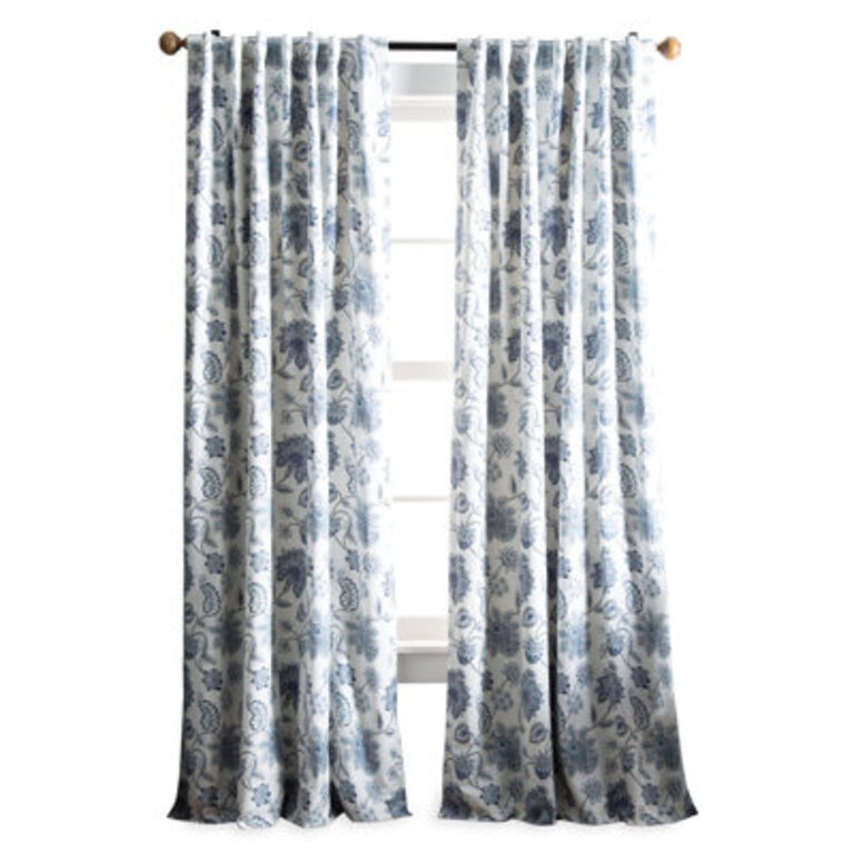 Jakarta Cotton Blend Floral Blackout Rod Pocket Curtain Panels