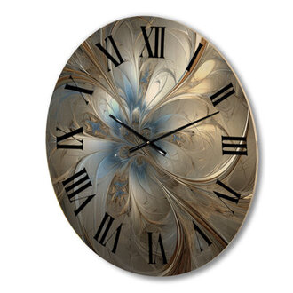 Tender Light Blue Floral Whirling Spiral - Abstract Spirals Oversized Wood Wall Clock