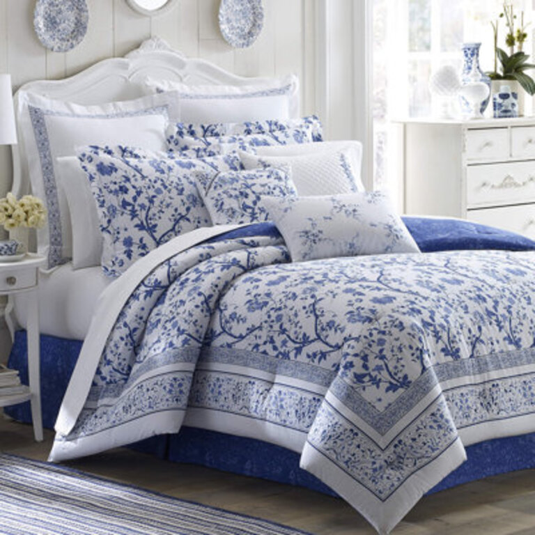 Laura Ashley Charlotte Blue Cotton Duvet Cover Set