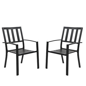 Alyah Powder Coated Steel Outdoor Stacking Dining Armchair