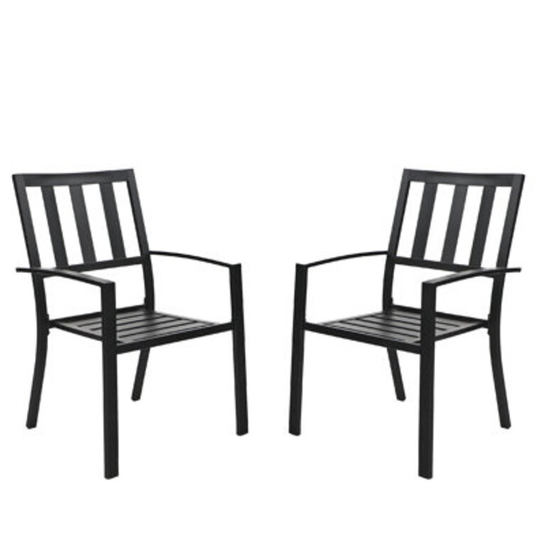 Alyah Powder Coated Steel Outdoor Stacking Dining Armchair