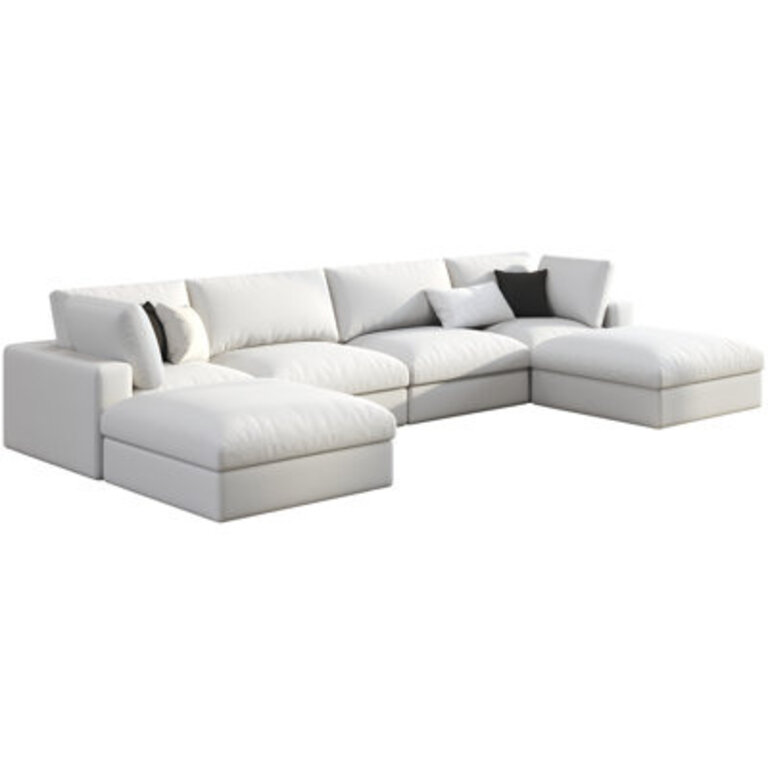 Modechai Sectional Sofa 152 Down Filled Sofa 6 Seats U Shaped Couch with Chaise Ottoman