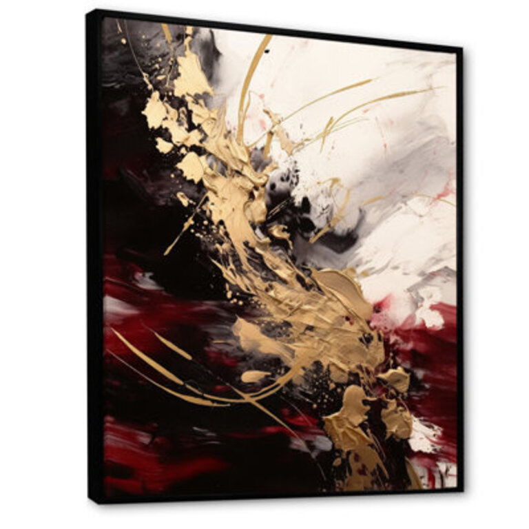 Gold and Red Fluid Fusion I - Abstract Wall Art