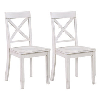 Bronxton 17 Wide Walnut Wood Country Farmhouse Cross Back Dining Chairs