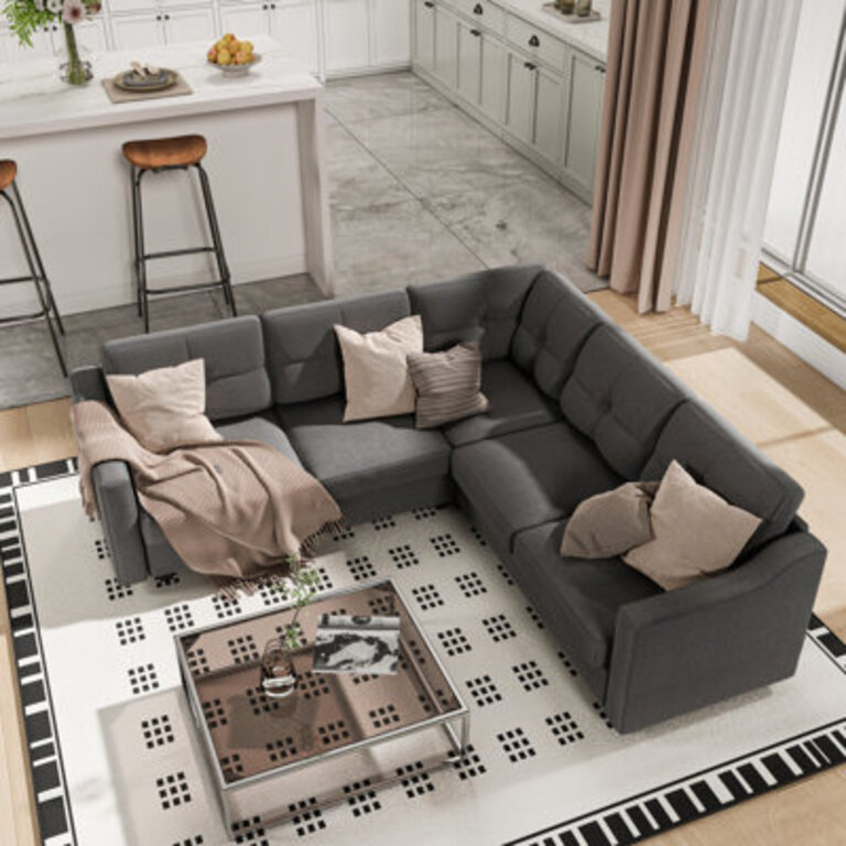 Convertible Sectional Sofa L Shaped Couch 5-seat Sofas For Living Room Small Apartment Reversible Sectional Couch