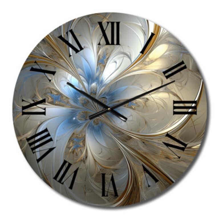 Tender Light Blue Floral - Spiral Metal Wall Clock