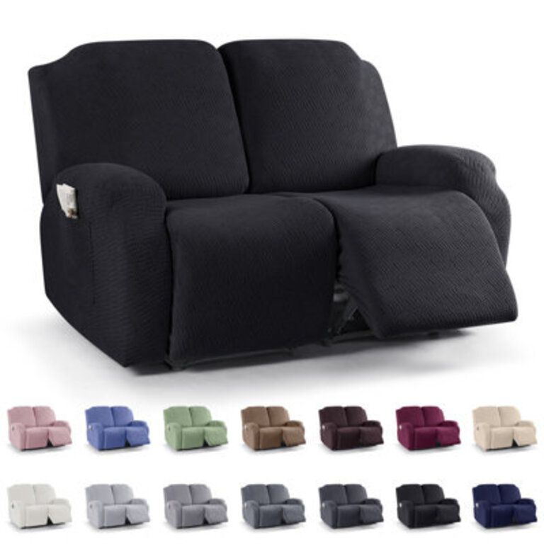 Wald 2 Seats Jacquard Recliner Chair Covers Furniture Protector Recliner Slipcovers With Elastic Bottom For Kids Pets