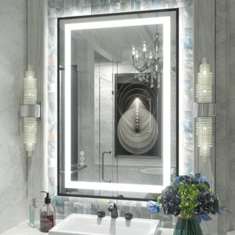 Aevar UL Certified Front  Back LED Anti-Fog Tempered Glass Framed BathroomVanity Mirror with 3-Year Warranty