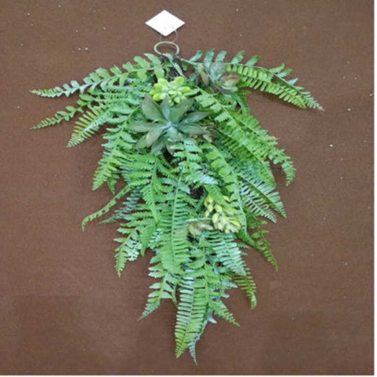 28 Leaves and Succulents Artificial Spring Teardrop Swag - Unlit