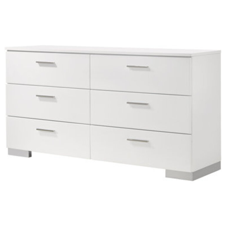 Clapp 6-drawer Dresser White High Gloss