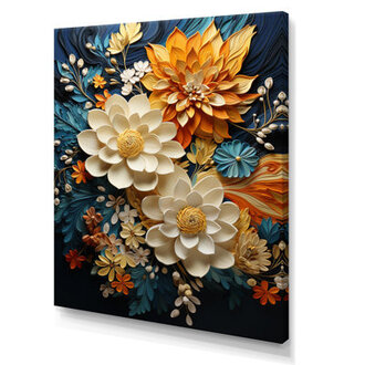 Humira Orange Teal Botanical Whirlwind II - Abstract Botanicals Wall Art