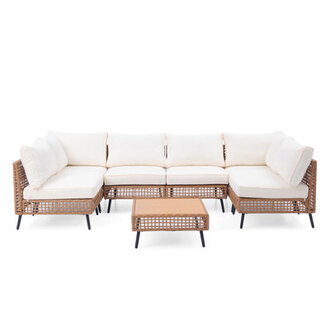 7 Pieces Wicker Sectional Seating Group with Cushions