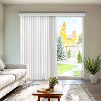 Cordless Vertical Blinds with Valance - For Large Windows and Sliding Glass Doors  Light Filtering or Room Darkening
