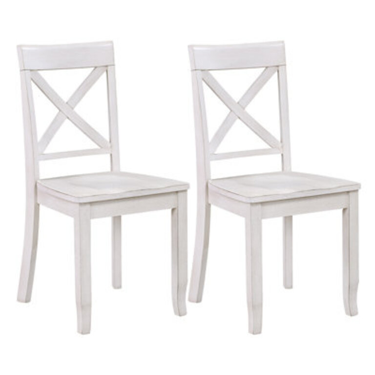 Bronxton 17 Wide Walnut Wood Country Farmhouse Cross Back Dining Chairs