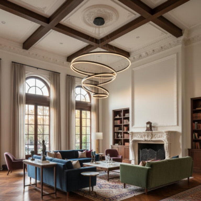 Nazere 5 - Light 40 Inches LED Chandelier Long Large Stairs High Ceiling Pendant Remote Dimming