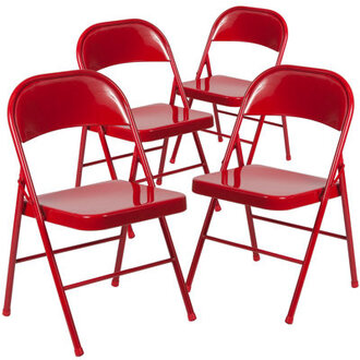 Hercules Series Double Braced Metal Folding Chairs with Footrests