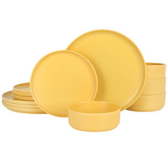 Gibson Home Canyon Crest 12-Piece Stackable Matte Melamine Dinnerware Set