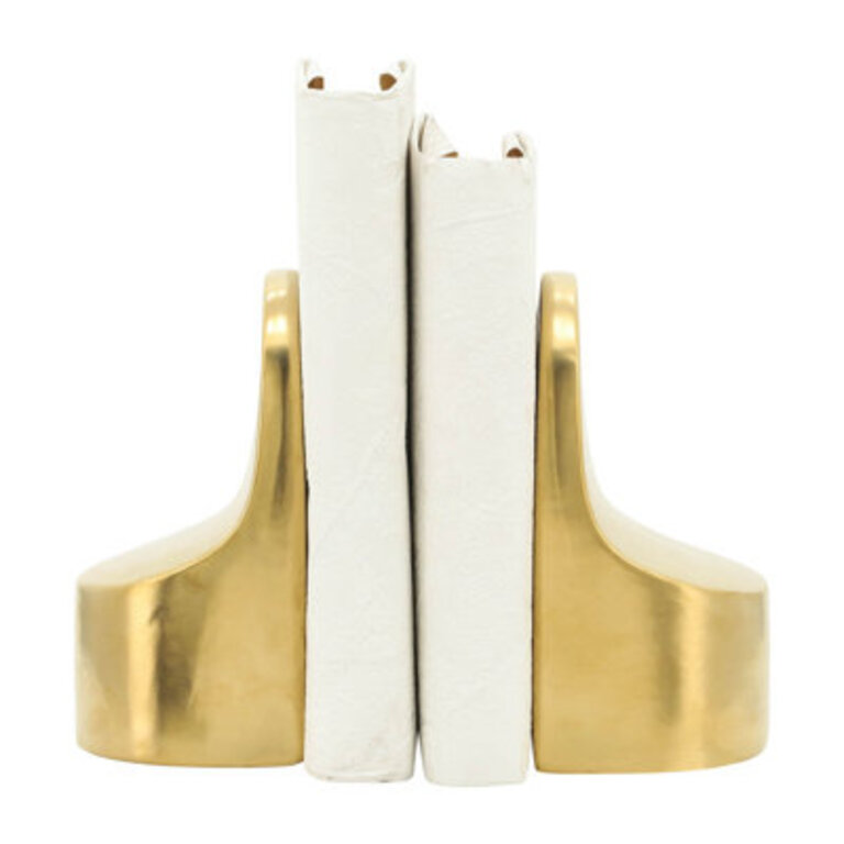 Modern Glam Ceramic Bookends Contemporary Simple Gold Bookend Set - 4 x 3 x 6